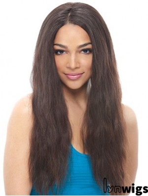 24 inch Black Long Without Bangs Wavy Suitable Lace Wigs