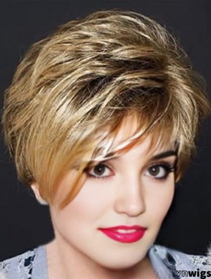 Blonde Cropped Wavy Layered Capless Wig