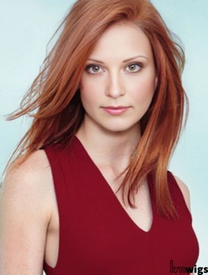18 inch Straight Breathable Lace Front Copper Wigs