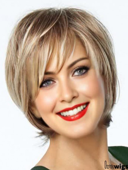 Lace Front Wigs For Sale With Bangs Short Length Blonde Color