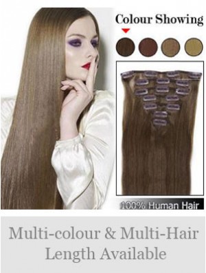 Best Brown Straight Remy Human Hair Clip In Hair Extensions